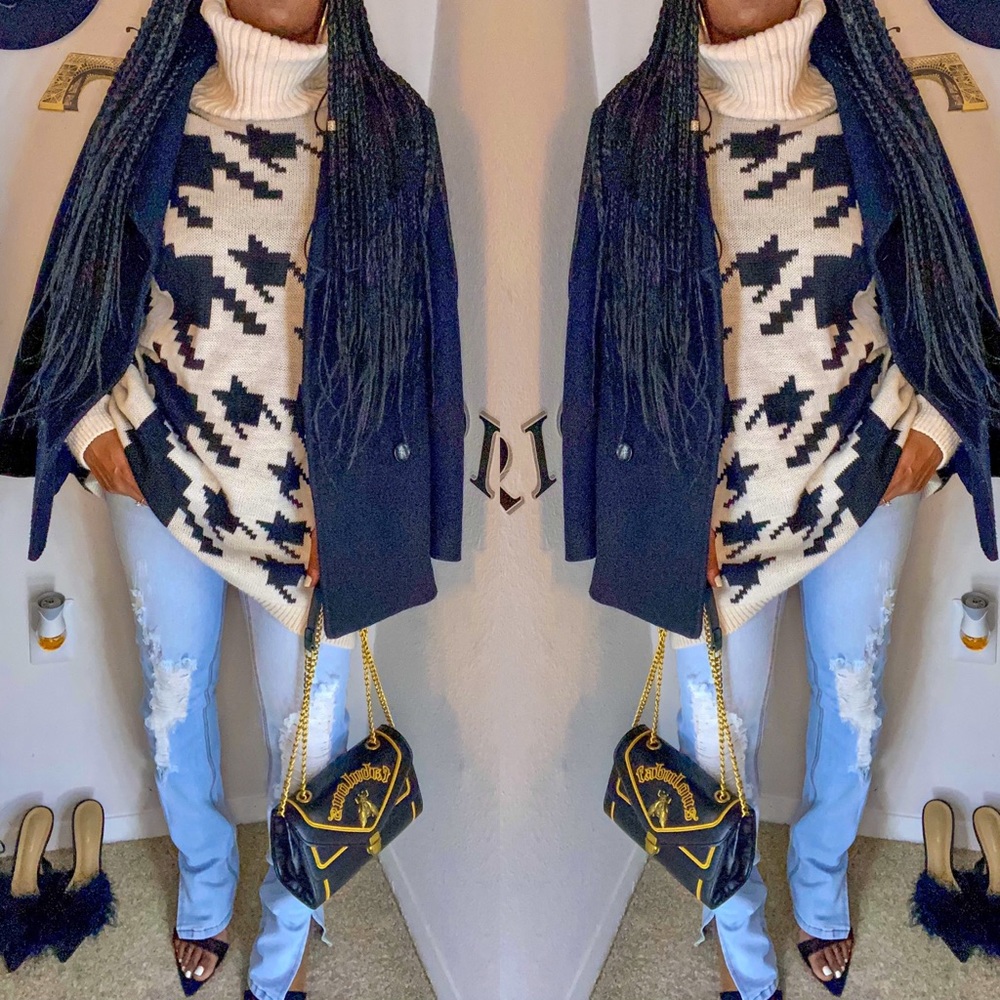 Houndstooth Sweater Dress